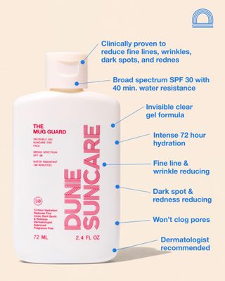 The Mug Guard - Clear Invisible Gel Sunscreen for Face - Broad Spectrum SPF 30 Protection, 72 hr Hydration, Anti-Aging, 40 Min Water Resistance, Reef Friendly, Non-greasy Fragrance Free (2.4 Fl Oz)