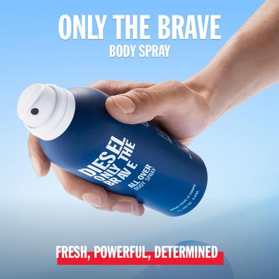 Diesel Only The Brave, Body Spray for Men, Fougere Scent With Notes of Lemon, Rosemary Ambery Wood, 6.8 Fl. Oz.