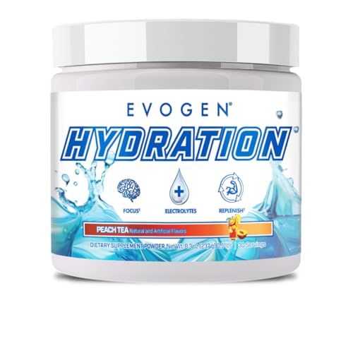 Evogen Hydration - Electrolytes Powder Sugar-Free Electrolyte Powder Supplement for Hydration, Energy, and Recovery Coconut Water, B Vitamins, Potassium Peach Tea 30 Servings