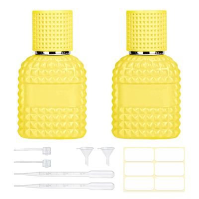 HXRYAGi 2 Pack 30ml Perfume Spray Bottles Empty, Refillable Glass Fine Mist Atomizer, Portable Travel Perfume Atomizers Fragrance Containers Sprayer for Cleaning, Essential Oils, Liquids (Yellow)