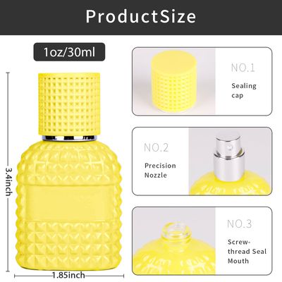 HXRYAGi 2 Pack 30ml Perfume Spray Bottles Empty, Refillable Glass Fine Mist Atomizer, Portable Travel Perfume Atomizers Fragrance Containers Sprayer for Cleaning, Essential Oils, Liquids (Yellow)