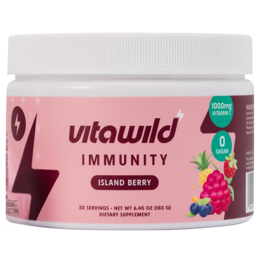 VitaWild Immunity Hydration Electrolyte Drink Elderberry Zinc Immune Support Hydration Vitamin C 1000mg Immune Support Supplement 30-Serving Tub wScoop