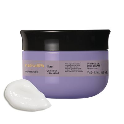 Nativa SPA by O Boticrio, Lilac Smoothing Whipped Oil Body Cream with Quinoa Oil BioRetinol, Luxurious Fragranced Oil for Skin, 6.1 Ounce