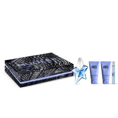 Mugler Angel Eau de Parfum - Women&#39;s Perfume Gift Set - Ambery Woody - Fragrance, 1.6 Fl Oz, 1.6 Fl Oz Lotion, 1.6 Fl Oz Shower Gel, 0.33 Fl Oz Travel Size Perfume