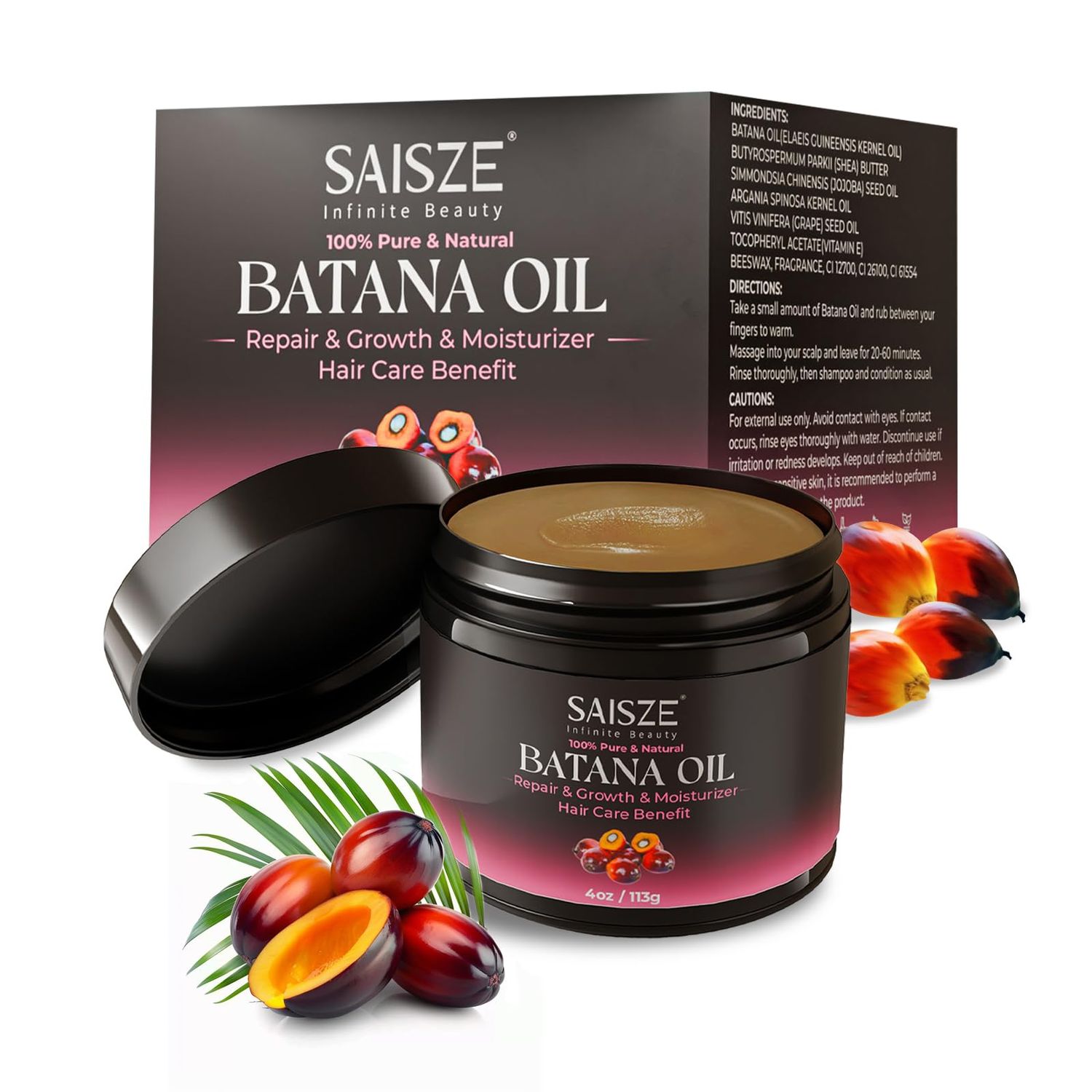 SAISZE Raw Batana Oil for Hair Growth, Natural Hair Oil Strengthens Hair 4oz