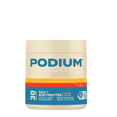 Podium Nutrition Training Salt Electrolytes Powder, Peaches Cream, Post Workout Hydration Muscle Recovery Support, Electrolyte Drink, Magnesium, Potassium, Calcium Sodium Salts, 30 Servings