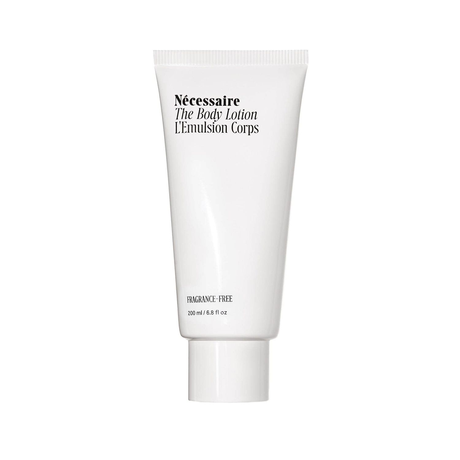 Ncessaire The Body Lotion Fragrance-Free. Firming Body Lotion for Women Men. 48 Hour Moisture. 5 Peptides, 2.5 Niacinamide, Vitamin CE Omega 69. Non-Comedogenic. 6.8 fl oz.