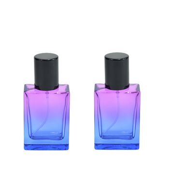 2 Pcs 30ml Glass Atomizer Refillable Empty Perfume Spray Bottles for Travel, Portable Perfume Bottle Fine Mist Sprayer Containers for Essential Oil Fragrance (Purple Blue)