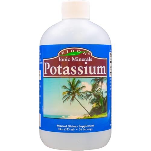 Eidon Ionic Minerals Liquid Potassium Supplement - Potassium Chloride Drops, Essential Electrolyte for Cell Function, Bioavailable Ionic Minerals, All Natural, No-Preservatives or Additives - 18 oz