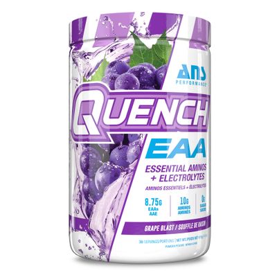 Quench EAA Aminos Electrolytes - Complete Blend of 9 EAAs - 10g Total Amino Acids - Vitamins, Antioxidants, Electrolytes - Zero Sugar, Carbs, Calories (Grape Blast)