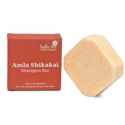 Rustic Art Amla Shikakai Organic Shampoo Bar Methi (Fenugreek), Ginger, Mango Butter Detangles Sulfate, Paraben Added Fragrance Free Natural Organic Essential For Women Men 2.65 Oz