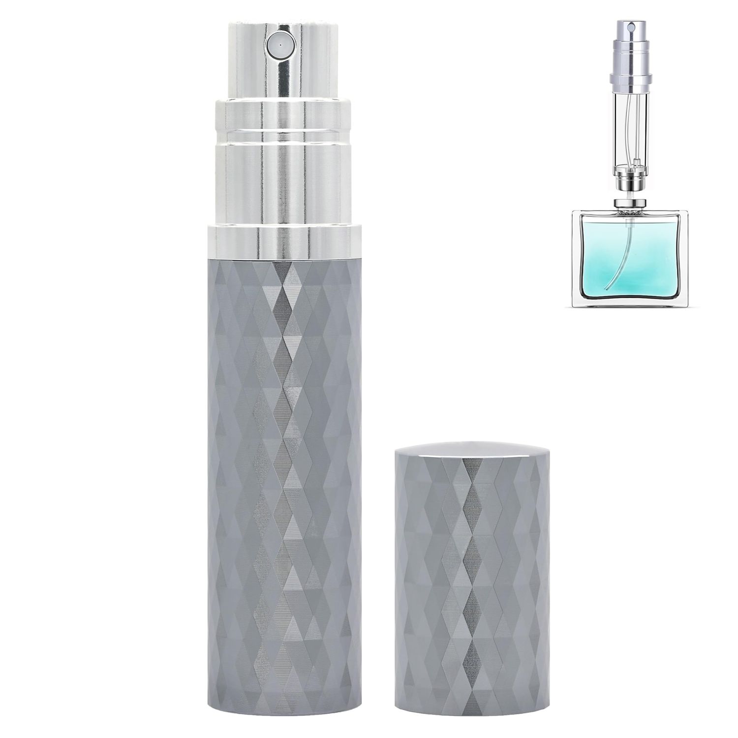 Qavhun Travel Perfume Atomizer Bottle Refillable - 5ml Leakproof Fragrances Perfume Atomizer, Portable Perfume Sprayer, Perfume Refillable Bottle for Traveling (Gray)