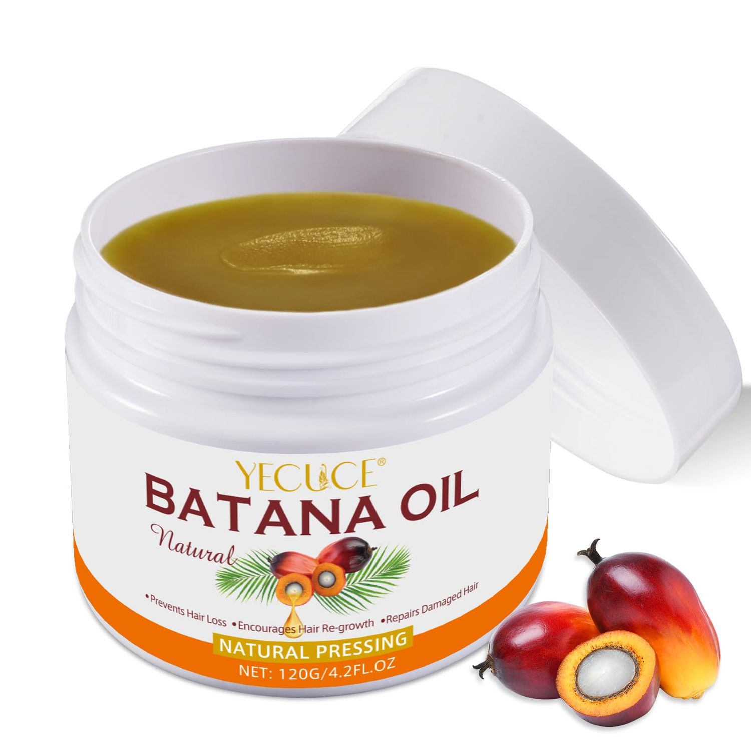 100 Natural Pure Batana Oil for Hair Growth, Unrefined Organic Raw Batana Oil Hair Growth Oil for Prevent Hair Loss, Enhances Hair Thickness, Repairs Damaged Hair for Men Women (4.2 fl oz)