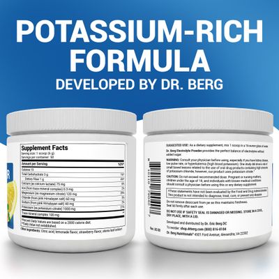 Dr. Berg Zero Sugar Hydration Keto Electrolyte Powder - Enhanced w 1000 mg of Potassium Real Pink Himalayan Salt (NOT Table Salt) - Strawberry Lemonade Hydration Drink Supplement - 50 Servings