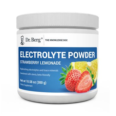 Dr. Berg Zero Sugar Hydration Keto Electrolyte Powder - Enhanced w 1000 mg of Potassium Real Pink Himalayan Salt (NOT Table Salt) - Strawberry Lemonade Hydration Drink Supplement - 50 Servings
