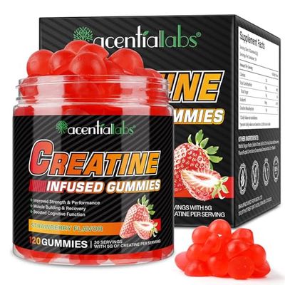 Creatine Monahydrate Gummies for Men Women Muscle Growth, Sugar Free - Improve Strength Performance, Bulk Supplements Creatine - Pre Workout Gummies- 120pcs