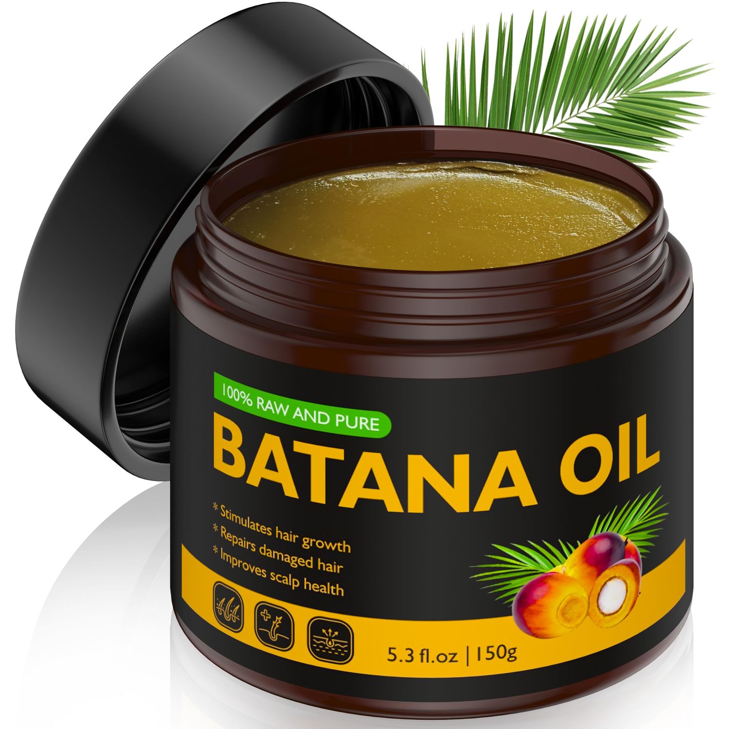 Veakoo Raw Batana Oil for Hair Growth, 100 Natural Pure, Dr. Sebi Organic Batana Oil from Honduras, Unrefined Hair Growth for Women Men, Prevent Hair Loss, Repair Damaged Hair, Nourish Scalp 5.3 oz