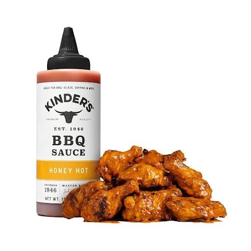 Al Amin Foods Kinder&#39;s Honey Hot BBQ Sauce Premium Quality 2 Glass Bottle 15.5oz (439g) each .