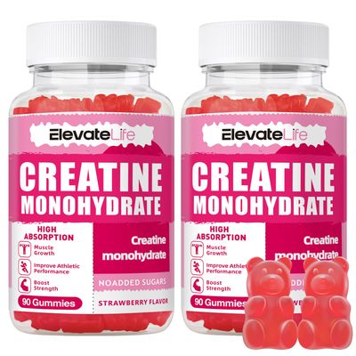 ElevateLife Creatine Monohydrate Gummies 5000mg for Men Women Strawberry 180