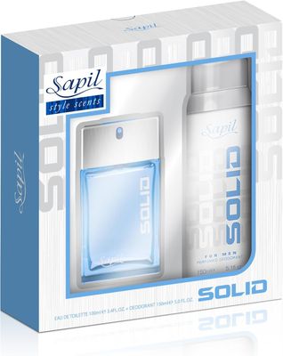 Sapil Solid - Eau De Toilette and Deodorant Spray For Men - Evokes Power and Sensuality - Opens with Fresh and Citrus Notes - Beautiful Giftset Box - Perfect for Gift Giving Occasion- 2 Pc