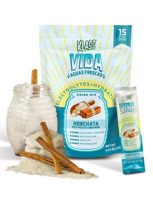 KLASS VIDA Hydration Sugar-Free Powder Packets Electrolyte Agua Fresca Drink Mix Horchata 15 Single Serve Sticks Low Calorie, Natural Colors and Natural Flavors