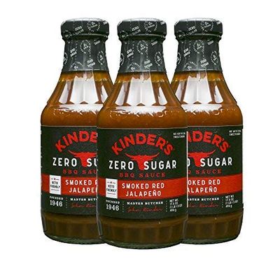 KINDER&#39;S Keto Friendly Zero Sugar Smoked Red Jalapeno BBQ Sauce, 17.5 Oz, 3-Pack