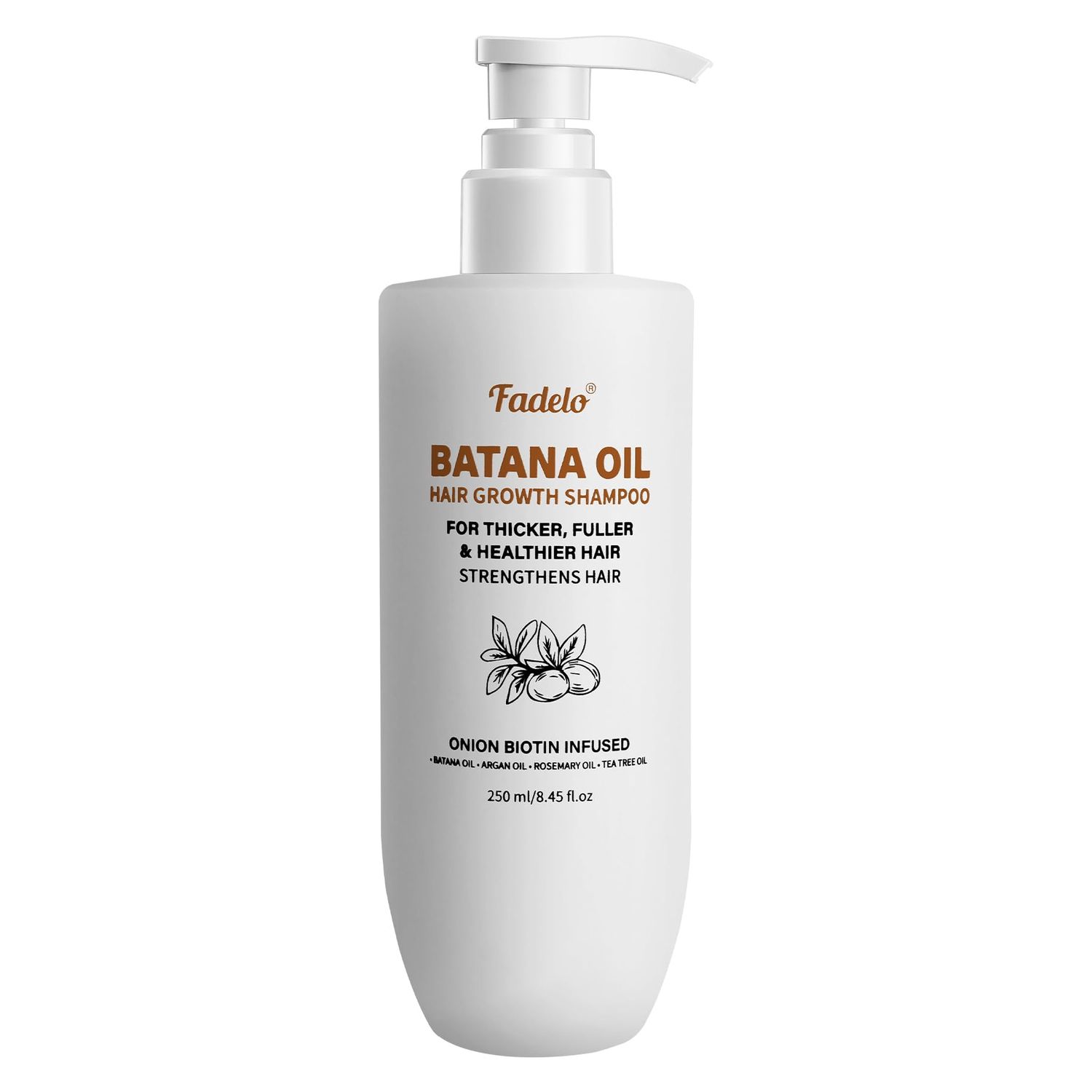 Fadelo Batana Oil Hair Growth Shampoo - also Includes Argan Oil, Rosemary Oil and Tea Tree Oil - For Your Hair Revitalization and Health, 8.45 fl oz