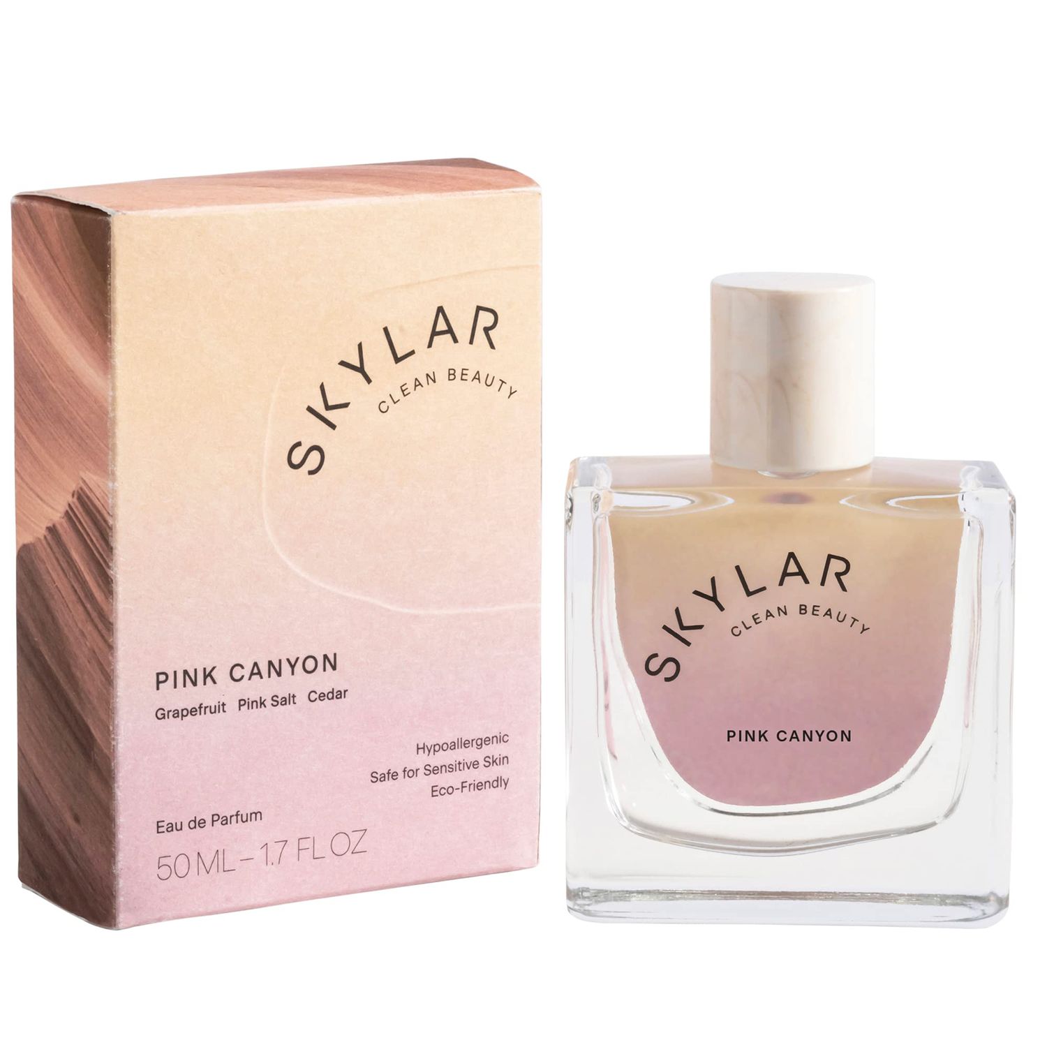 Skylar Pink Canyon Eau de Perfume - Hypoallergenic Perfume for Women Men, Vegan Safe for Sensitive Skin - Woody Citrus Perfume with Notes of Grapefruit, Pink Salt Cedar - 1.70 Fl Oz (Pack of 1)