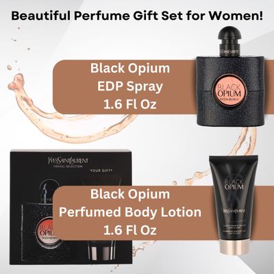 Black Opium by Yves Saint Laurent Eau de Parfum Spray 50ml Shimmering Moisturising Fluid 50ml