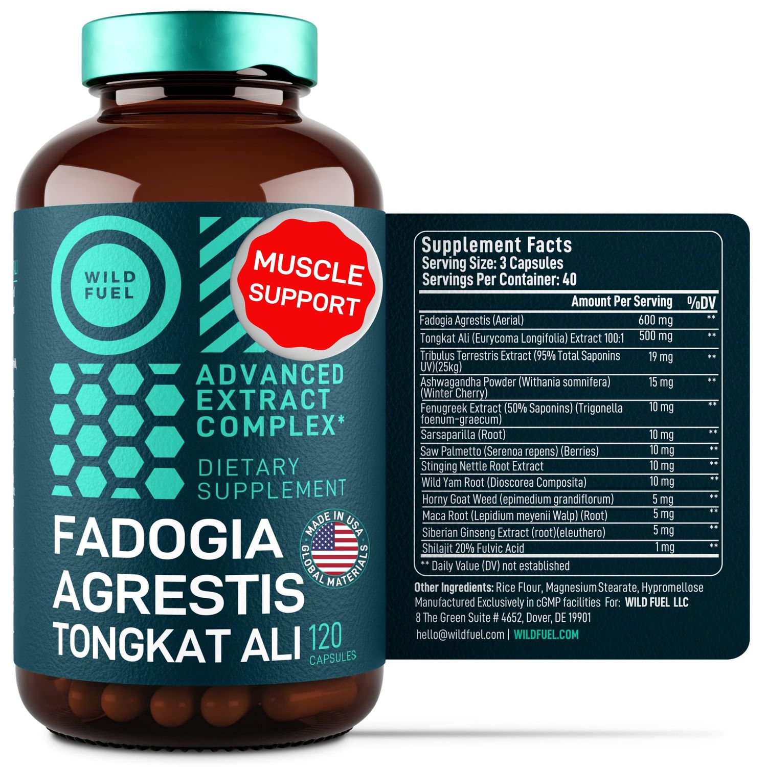 Fadogia Agrestis and Tongkat Ali Supplement - 600mg Fadogia Agrestis for Men, 500mg Longjack Tongkat Ali, Ashwagandha Maca Fenugreek Complex - Muscle Strength, Energy, Mood Support - 120 Capsules