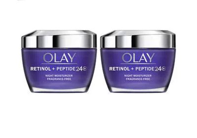 Olay Retinol Peptide 24 Fragrance Free Night Moisturizer, 1.7 OZ (2 Packs)