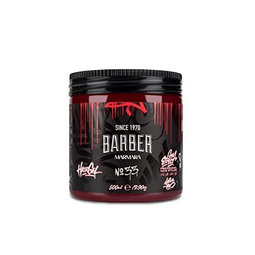 BARBER MARMARA No.33 Hair Styling Gel 500 ml - Men&#39;s Hair Gel - Strong Hold - No Gluing and No Residue - Alcohol Free - Fresh Fragrance - Hair Gel - Wet Hair Look - Rubber Effect