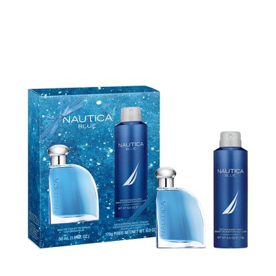 Nautica Blue Mens 2-Pc. Eau De Toilette Body Spray Holiday Gift Set