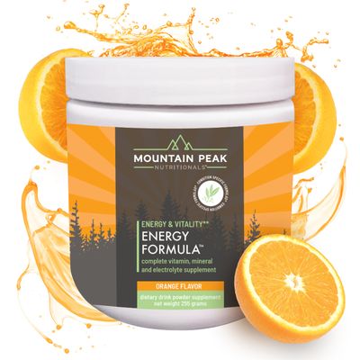 Mountain Peak Nutritionals Energy Formula - All in One Multi-Mineral Powder - Complete Nutrition, Vitamin, Mineral, and Electrolyte Supplement for Men Women - Orange Flavor (255g, 30 Servings)