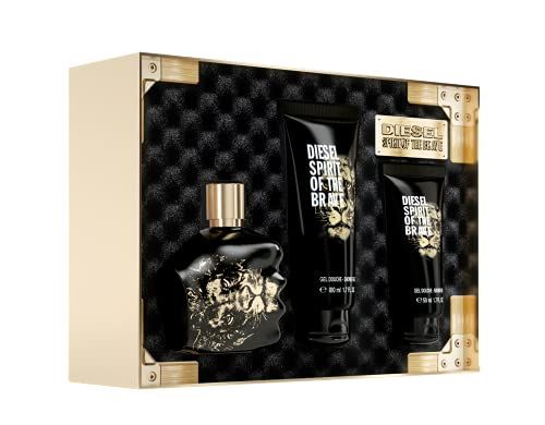 Diesel Spirit of the Brave Men&#39;s Gift Set, Eau de Toilette Spray Cologne 4.2 Fl. Oz, 2 Pack Shower Get 3.4 Fl. Oz. and 1.7 Fl. Oz.