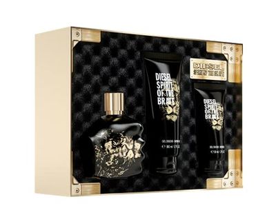 Diesel Spirit of the Brave Men&#39;s Gift Set, Eau de Toilette Spray Cologne 4.2 Fl. Oz, 2 Pack Shower Get 3.4 Fl. Oz. and 1.7 Fl. Oz.