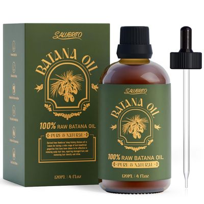 Salubrito Raw Batana Oil, 4fl.oz (120ml), Unrefined, Pure Hair Oil for Thicker Stronger Hair, Eyelashes, Eyebrows, Moisturizing Nourishing Hair Massage Oil for Men Women