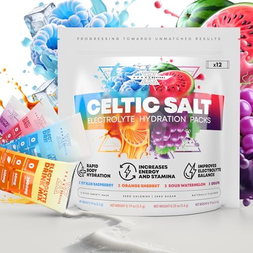Peak Revival-X Electrolytes Powder Packets - Celtic Salt Electrolyte Drink Mix for Rapid Hydration - Non-GMO, Vegan Friendly, Gluten Free Sugar Free Electrolytes Powder - Variety Pack (12 Packets)