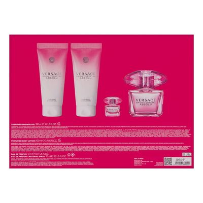 Versace BRIGHT CRYSTAL ABSOLU 4 PIECE GIFT SET - 3.4 OZ PERFUMED
