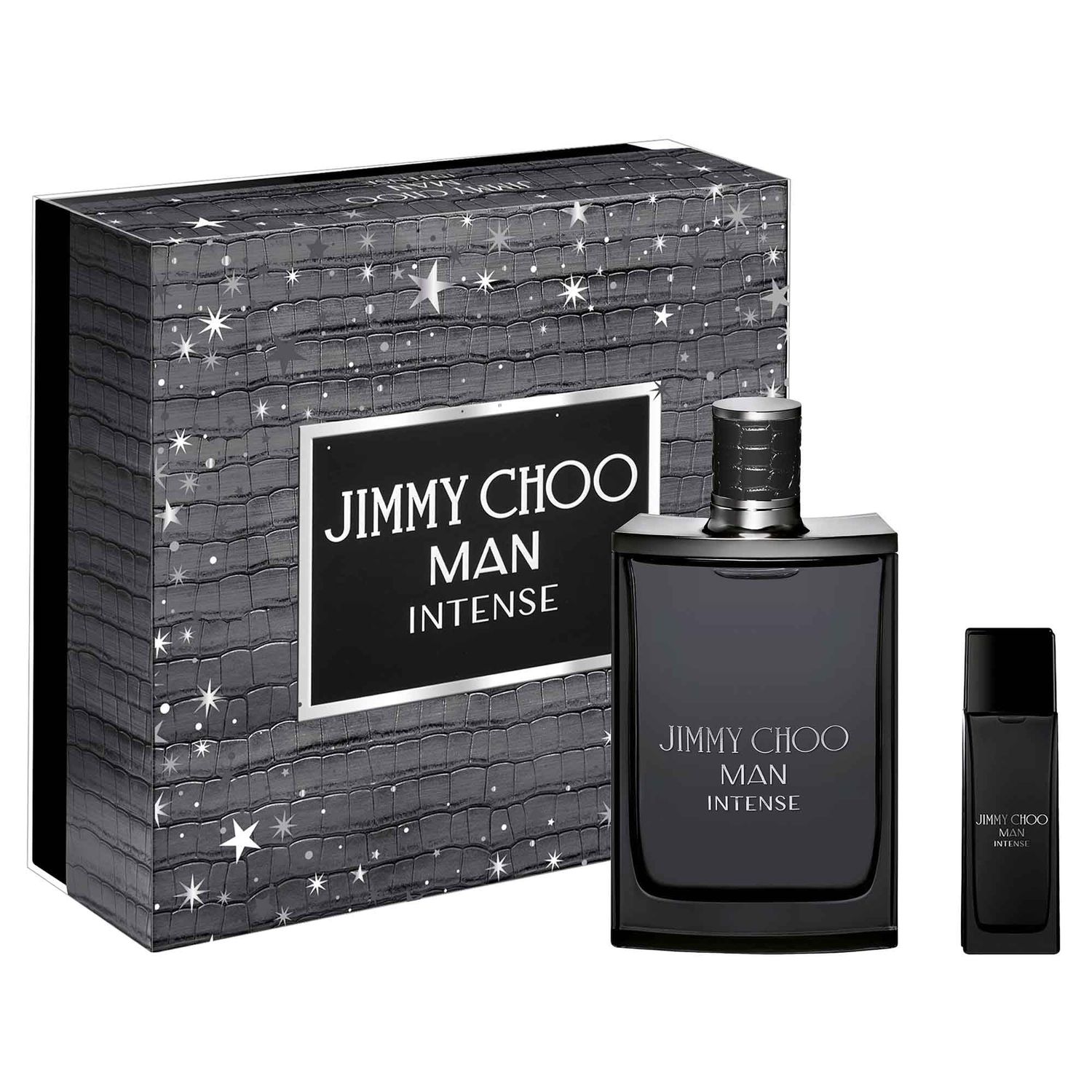Jimmy Choo Man Intense Eau de Toilette Jumbo 2 Piece Set - 6.7 fl. oz. Spray, 0.5 fl. oz. Travel Spray - Long Lasting Fragrance with notes of Lavender, Black Pepper Tonka Beans - Musky Warm