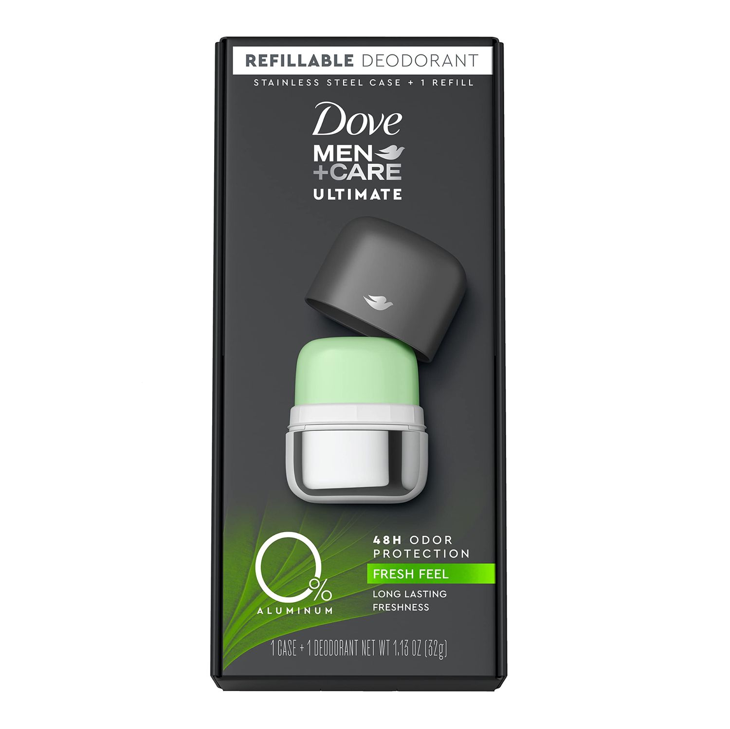 Dove MenCare Refillable Deodorant Kit 0 percent Aluminum Fresh Feel Aluminum Free Deodorant 1.13 oz