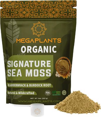 MEGAPLANTS Signature Irish Sea Moss Powder (70 Servings) Sea Moss, Bladderwrack, Burdock Root Organic 102 Mineral Healthy Skin, Hair, Nails, Keto Detox, Joint Support