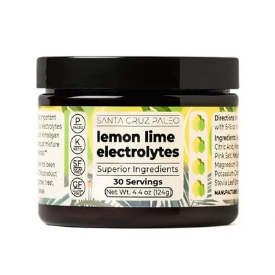 Santa Cruz Paleo Electrolyte Powder Lemon Lime with Himalayan Sea Salt, Magnesium, Potassium, Sugar-Free, 30 Servings