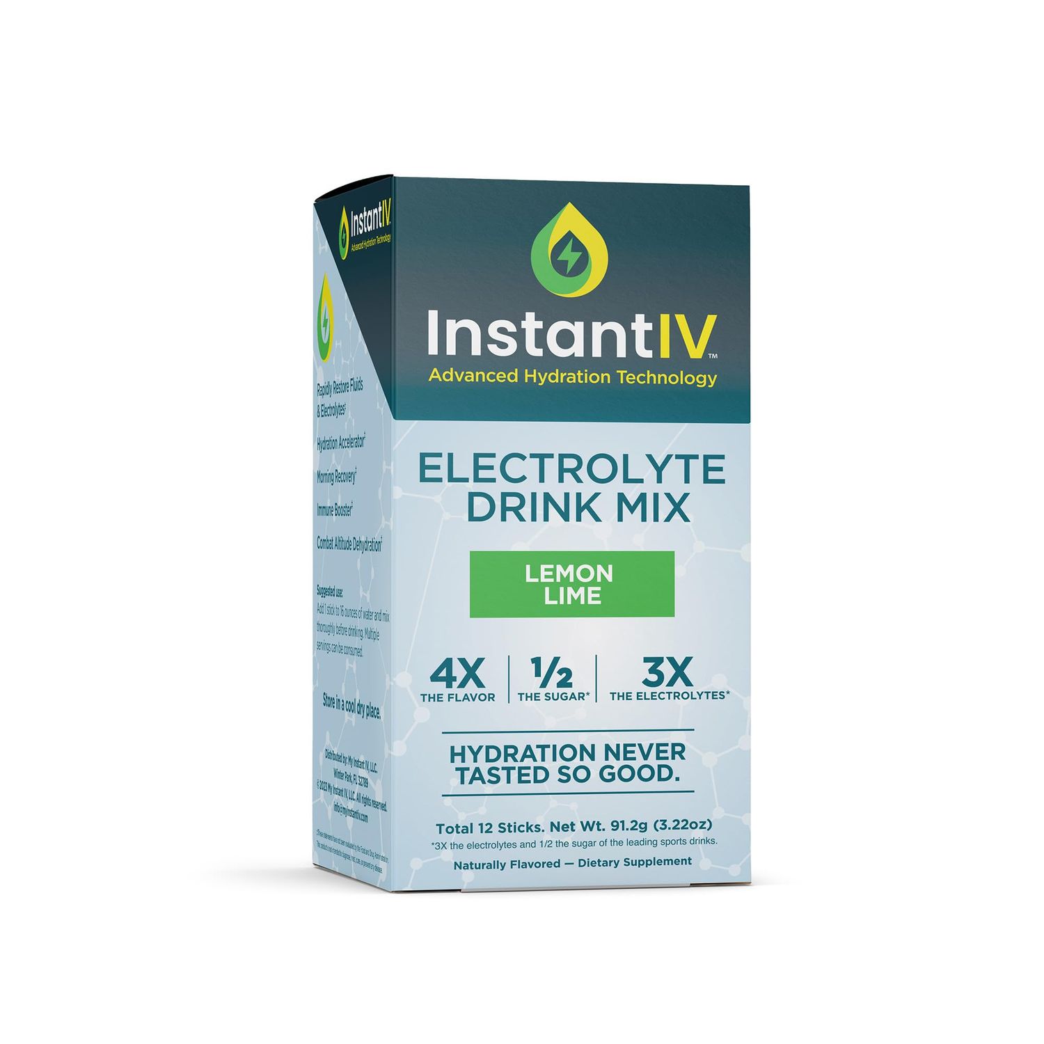Electrolytes Powder - 3X Electrolytes,12 Sugar with Vitamin C, B3, B6, Electrolytes Powder Packets for Hydration, Recovery Immunity, Vegan Gluten Free Lemon Lime - 12 Packets