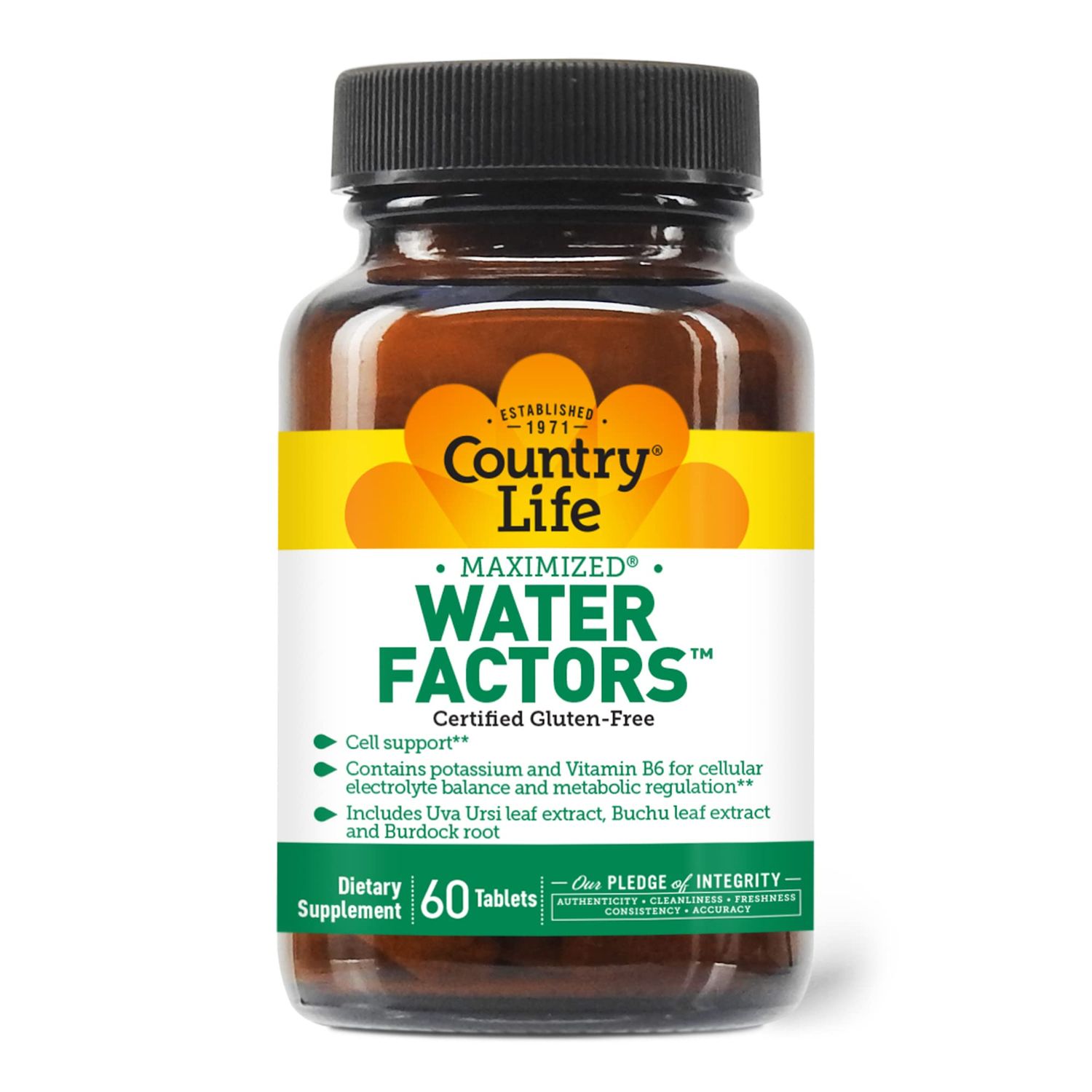Country Life Water Factors - with Potassium and B6 for Electrolyte Balance - 60 Tablets