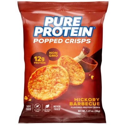 Pure Protein Popped Crisps, Hickory Barbecue, High Protein Snack, 12G Protein, 1.27oz., 12 Count