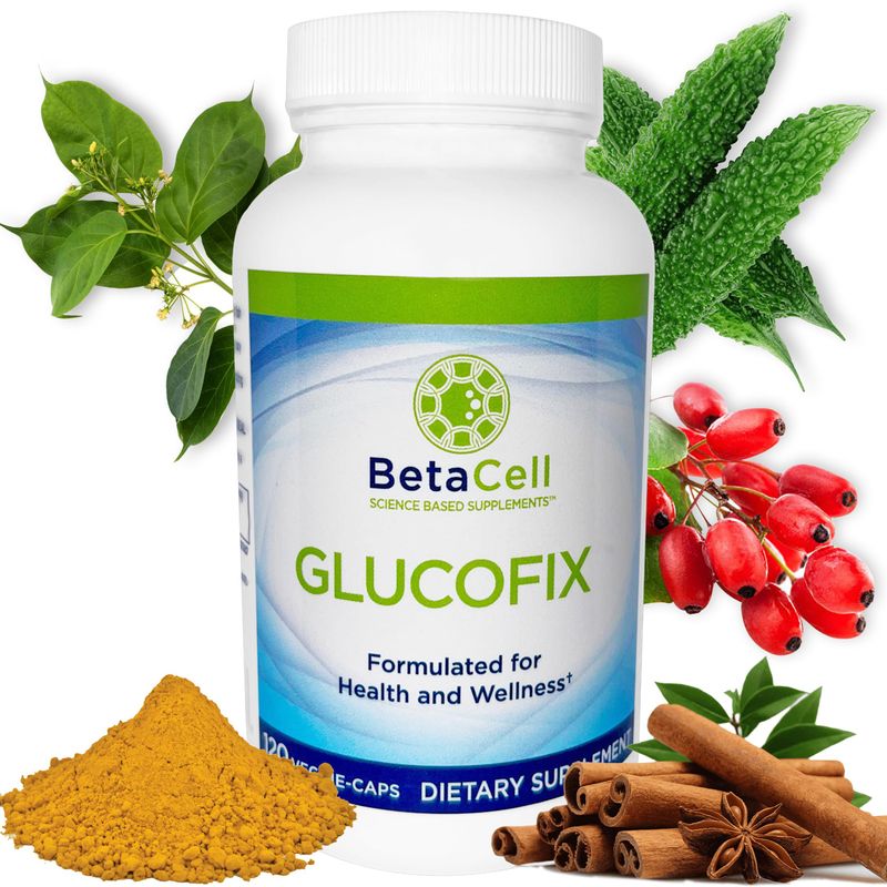 BETACELL Glucofix - Berberine Supplement - Herbal Supplement with Cinnamon, Gymnema, Berberine, Bitter Melon, and Turmeric - 120 Capsules