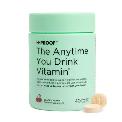 H-PROOF The Anytime You Drink Vitamin, Liver Health Immunity Support with Electrolytes, Milk Thistle, and Vitamins B C - 40 Chewable Tablets (20 Servings), Vegan, Black Cherry