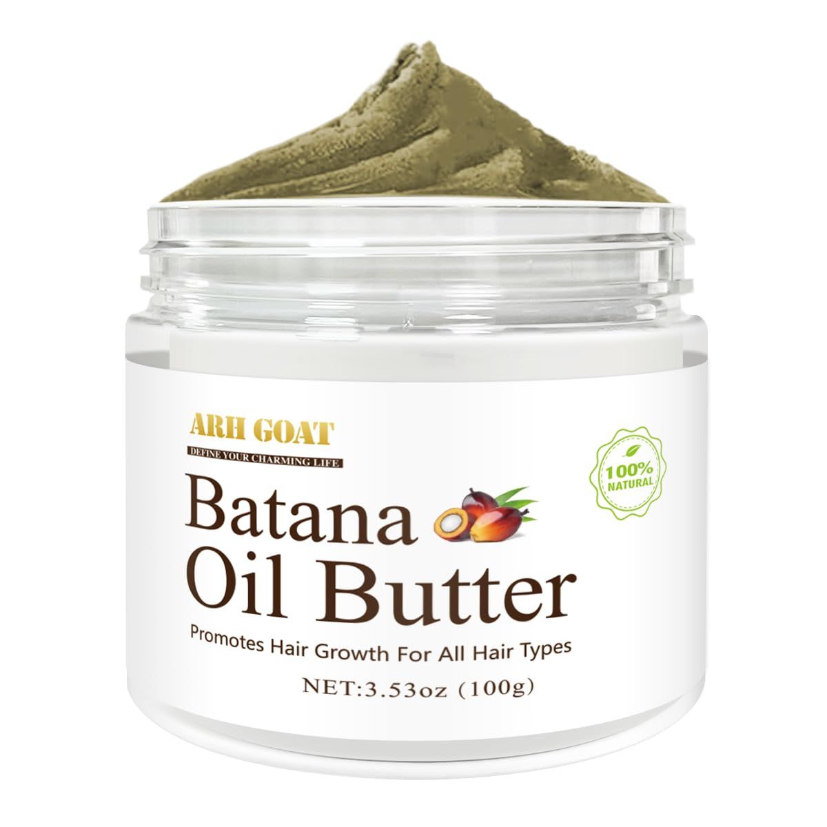 ARHGOAT Batana Oil - Promotes Hair Growth, 100 Natural Ingredients Pure raw Batana Butter for Women Men - 3.53 oz, Strengthen Hair Scalp