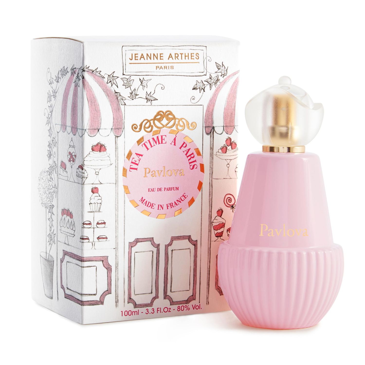 Jeanne Arthes - French Way of Life, Tea Time Paris, Pavlova Eau De Parfum, Spray Perfume for Women, Fruity Floral Scent, Notes of Strawberry, Candied Apple, Made in France, 3.38 fl.oz